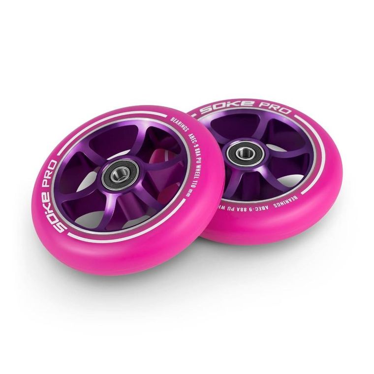 Soke, kółka do hulajnogi, 110 mm, różowe, 2 szt.