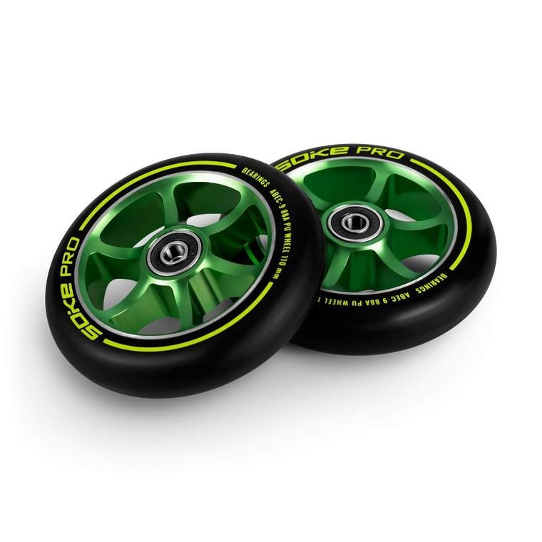 Soke, kółka do hulajnogi, 110 mm, zielone, 2 szt.