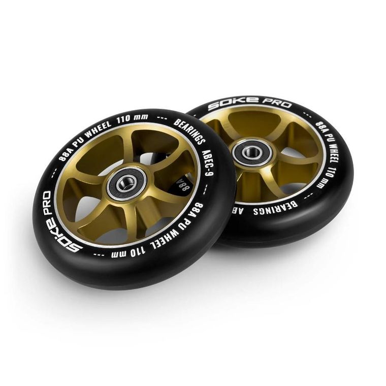 Soke, kółka do hulajnogi, 110 mm, złote, 2 szt.