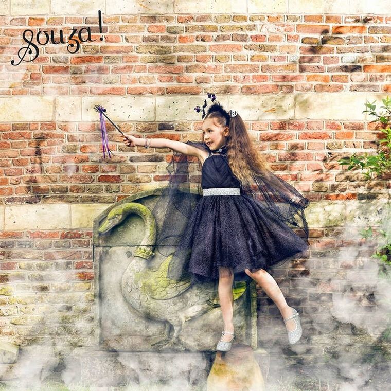 Souza! Julietta, czarny kostium, peleryna tiulowa, 5-7 lat