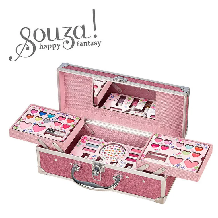 Souza! rozkładana walizka z kosmetykami do makijażu z lusterkiem, 37 elementów