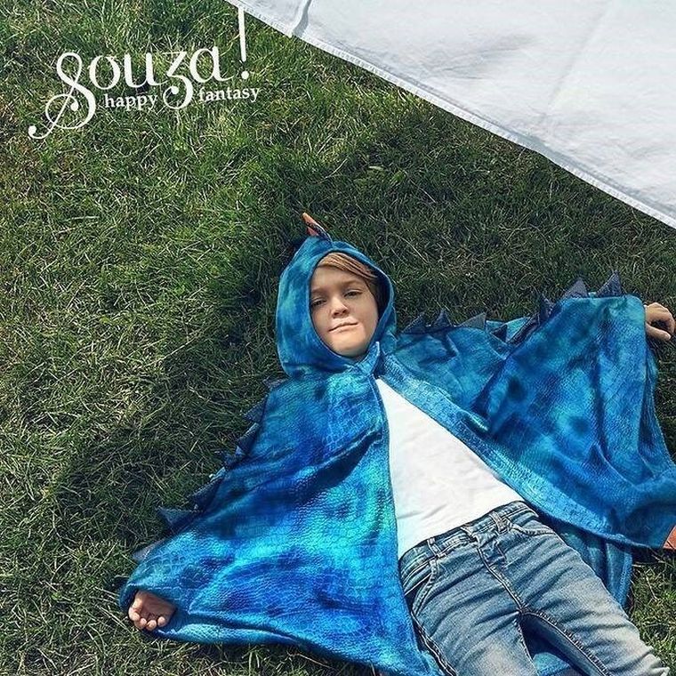 Souza! Smok, kostium peleryna z kapturem, niebieska, 4-7 lat