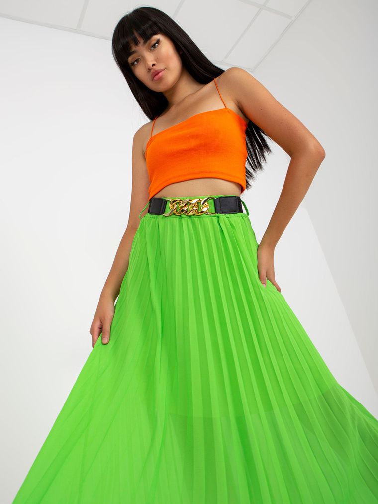 Spódnica damska, plisowana, zielona, Italy Moda