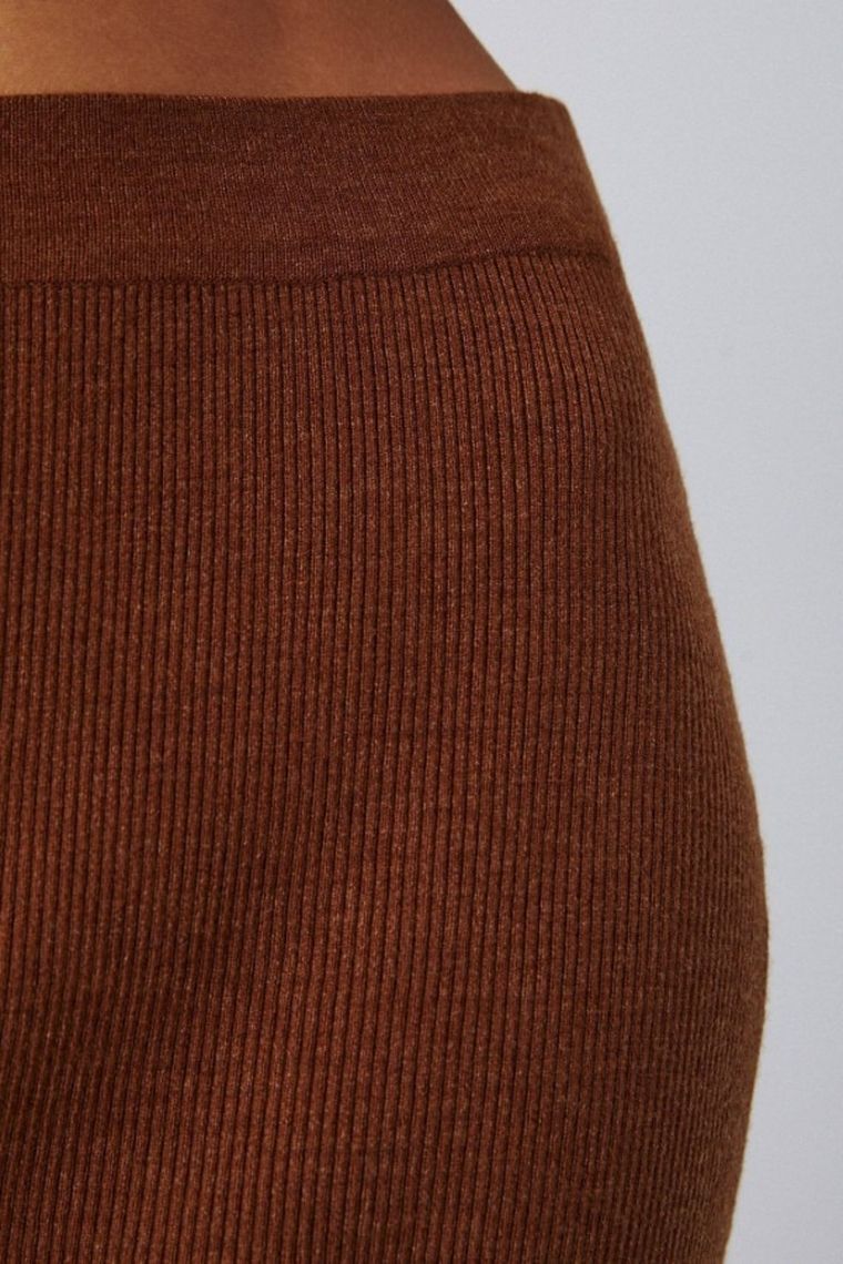 Spódnica damska, prążkowana, brązowa, Moodo