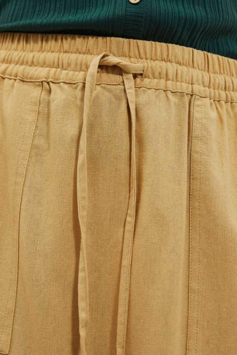 Spódnica damska z lnem, żółta, Moodo