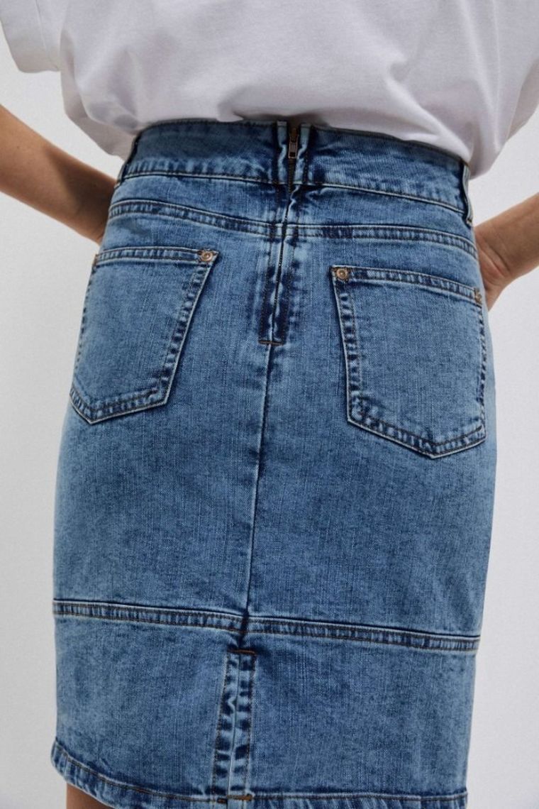 Spódnica jeansowa damska, niebieska, Moodo