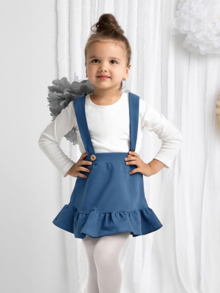 Spódnica ogrodniczka dziewczęca, niebieska, Nicol