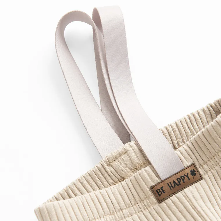 Spodnie chłopięce na szelkach, prążkowane, beżowe, Nicol