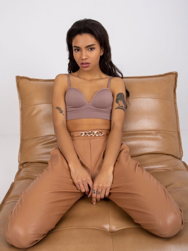 Spodnie damskie, brązowe, Italy Moda