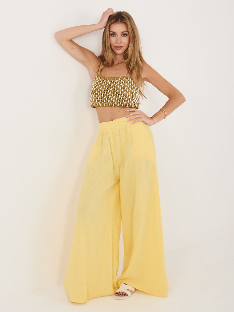 Spodnie damskie, żółte, Italy Moda