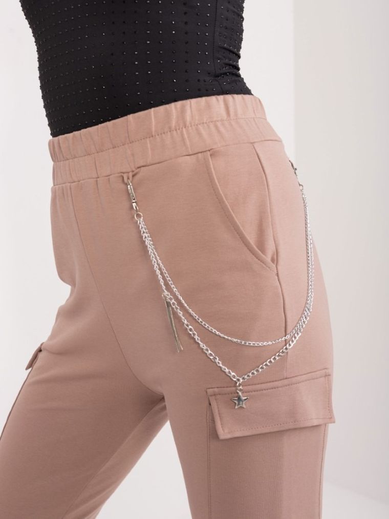 Spodnie dresowe damskie, beżowe, Relevance