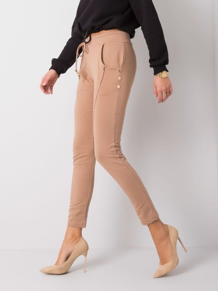 Spodnie dresowe damskie, beżowe, Relevance