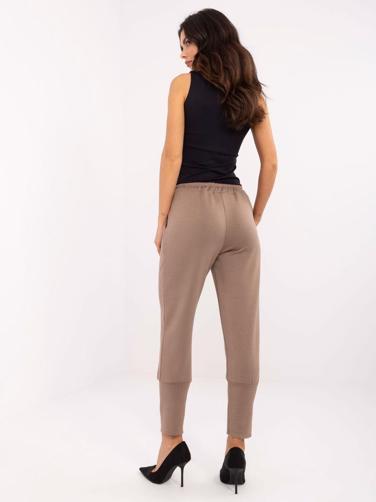 Spodnie dresowe damskie, brązowe, Italy Moda