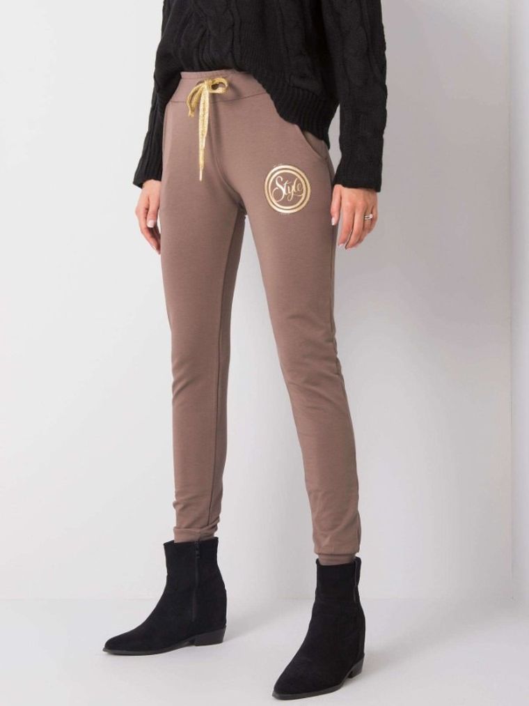 Spodnie dresowe damskie, brązowe, Relevance