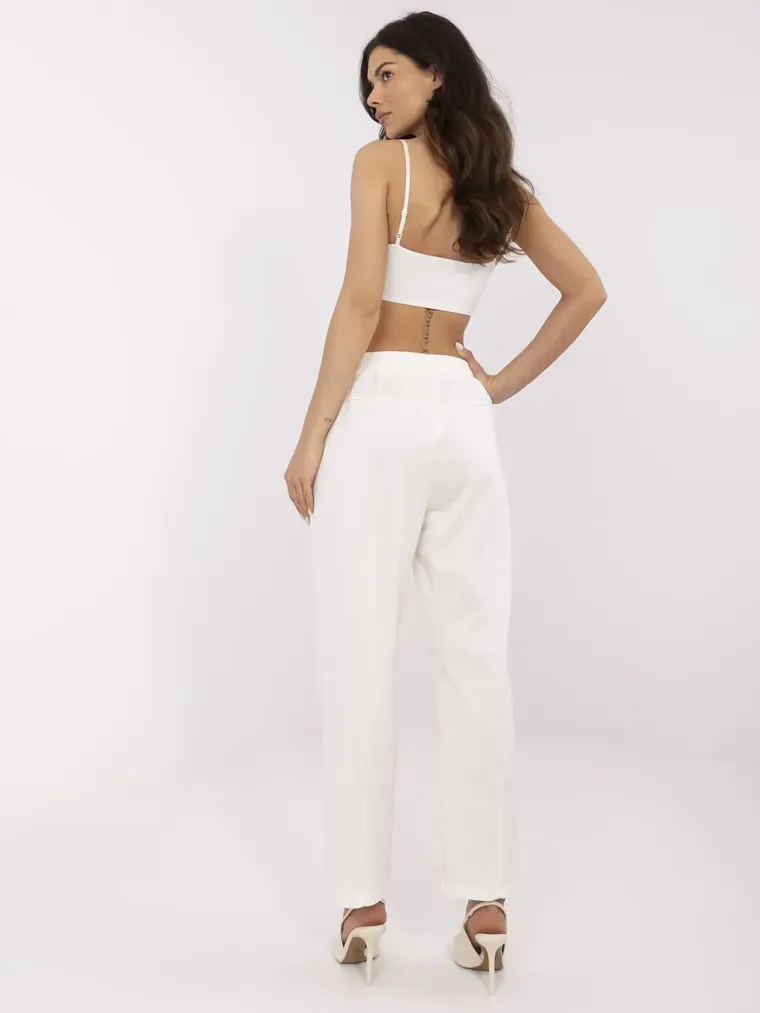 Spodnie dresowe damskie, ecru, Italy Moda