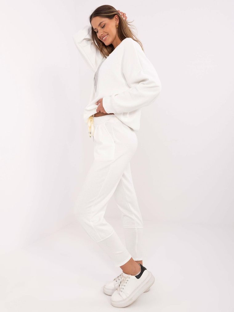 Spodnie dresowe damskie, ecru, Italy Moda