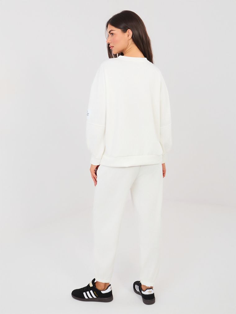 Spodnie dresowe damskie, ecru, Italy Moda