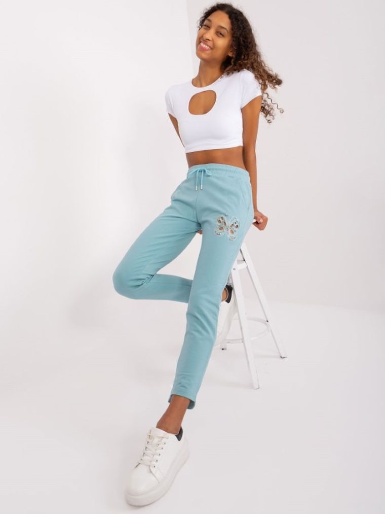 Spodnie dresowe damskie, miętowe, Relevance