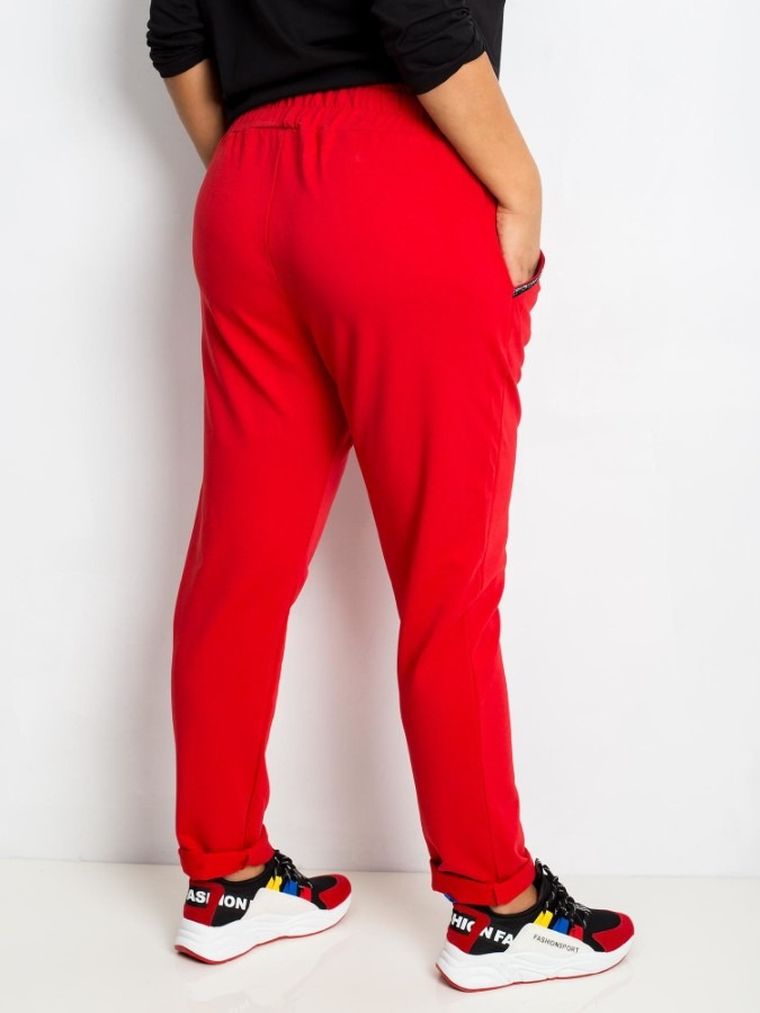 Spodnie dresowe damskie, plus size, czerwone, Relevance