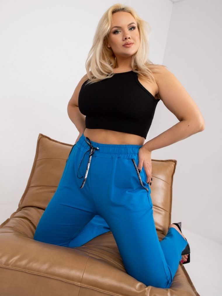 Spodnie dresowe damskie, plus size, niebieskie, Relevance