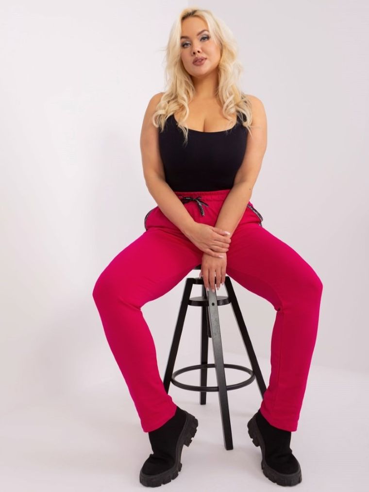 Spodnie dresowe damskie, plus size, różowe, Relevance