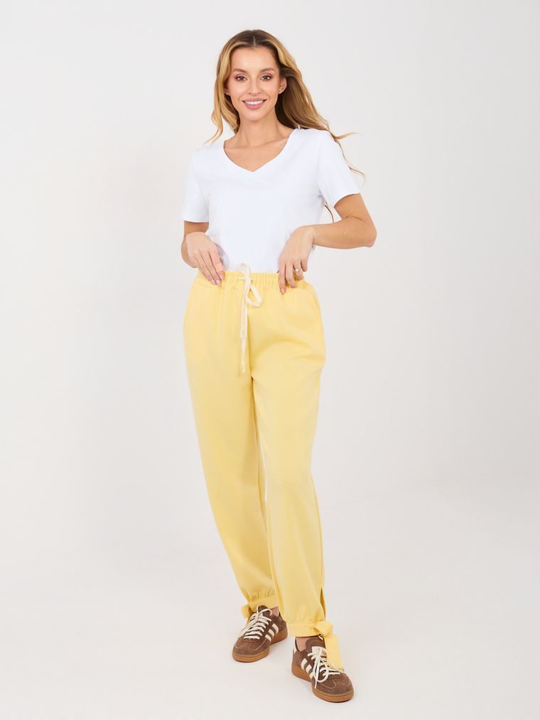 Spodnie dresowe damskie, żółte, Italy Moda