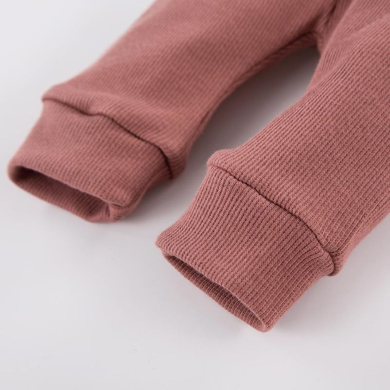 Spodnie dresowe dziewczęce, prążkowane, ciemnoróżowe, Eevi