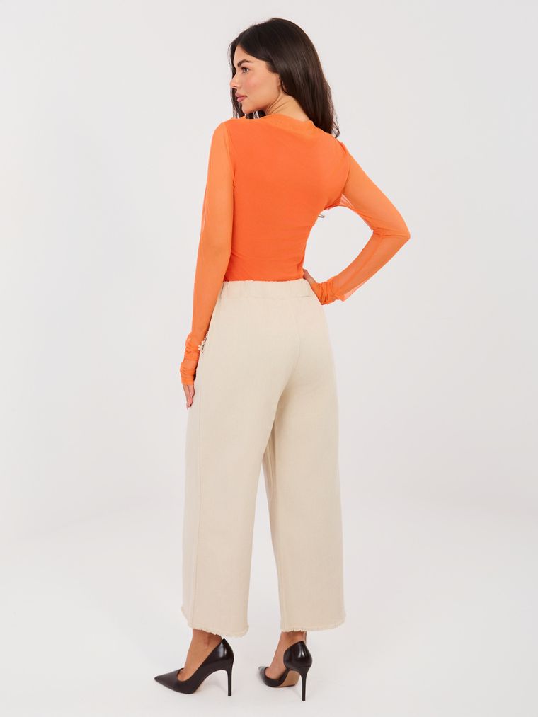Spodnie jeansowe damskie, beżowe, Italy Moda