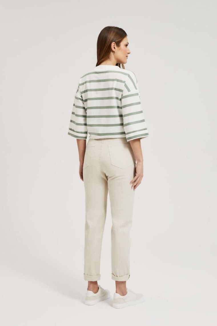 Spodnie jeansowe damskie, beżowe, Moodo