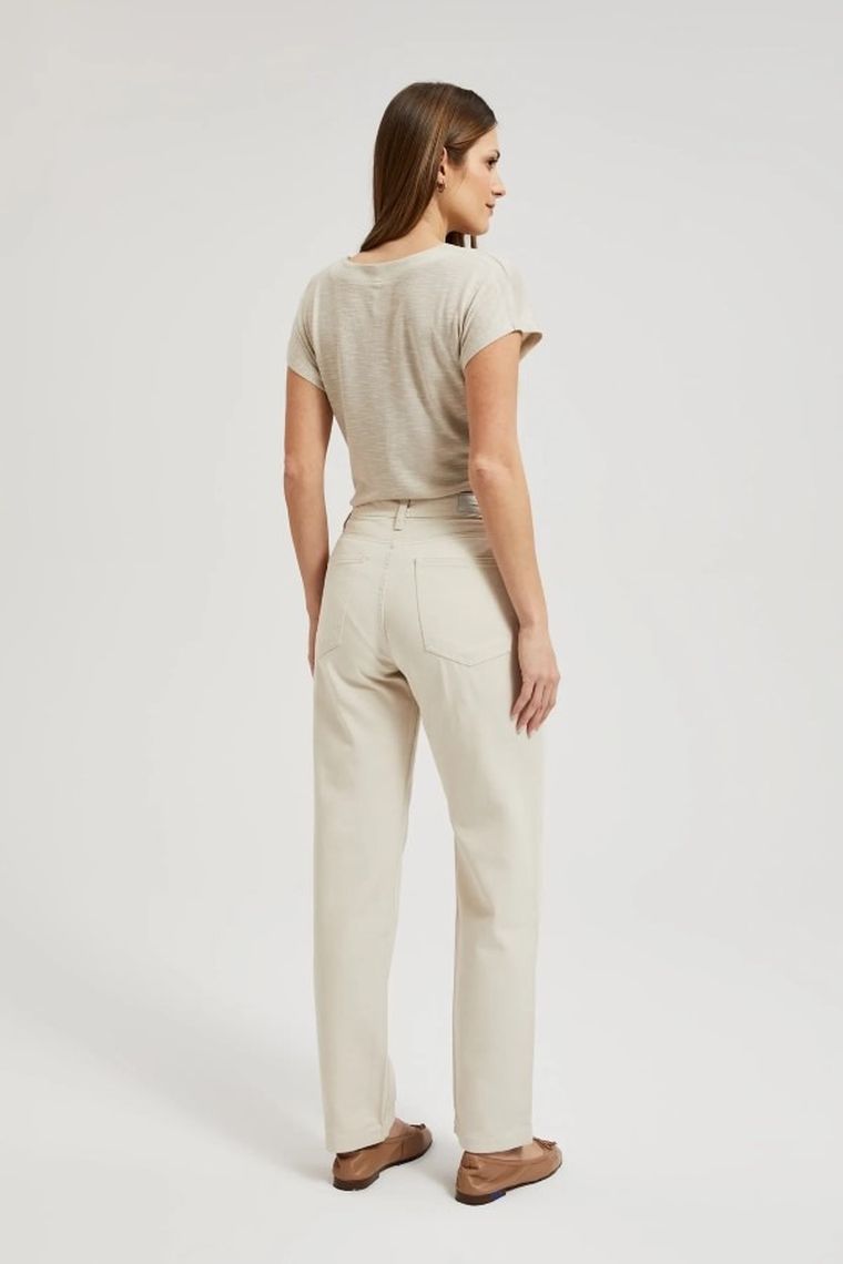 Spodnie jeansowe damskie, beżowe, Moodo