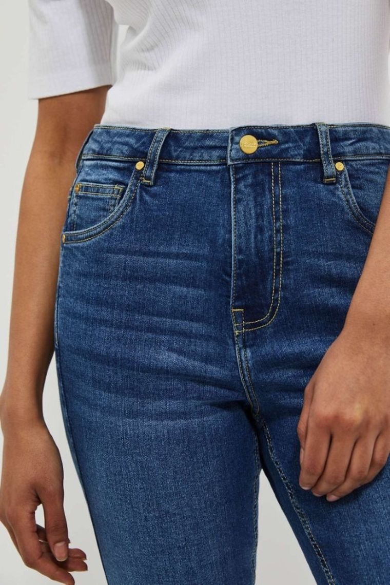 Spodnie jeansowe damskie, dzwony, niebieskie, Moodo