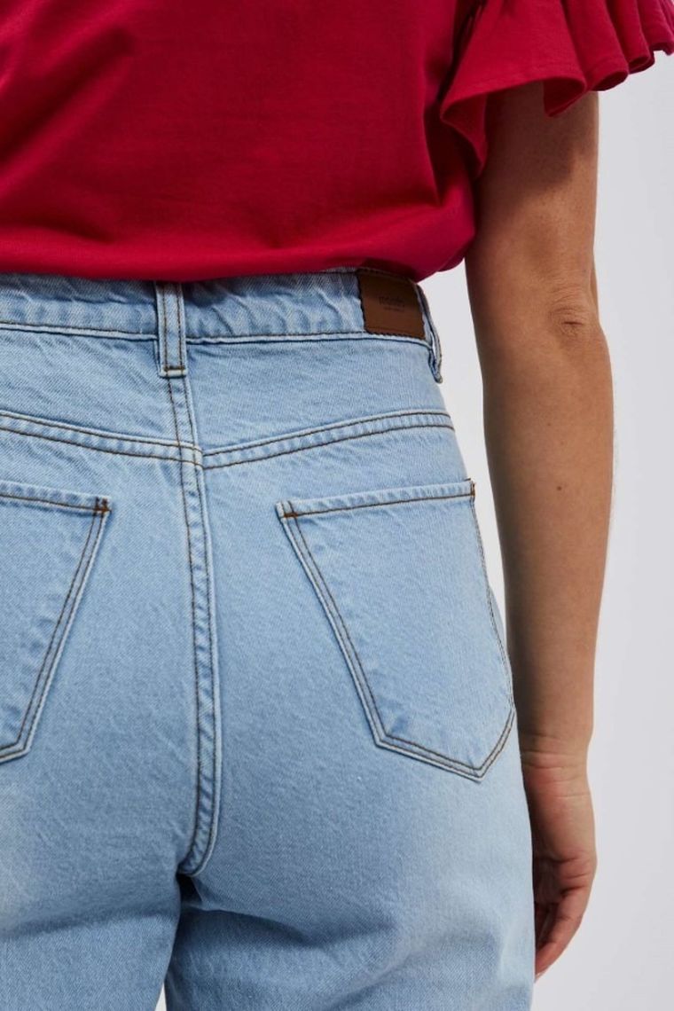 Spodnie jeansowe damskie, mom fit, niebieskie, Moodo