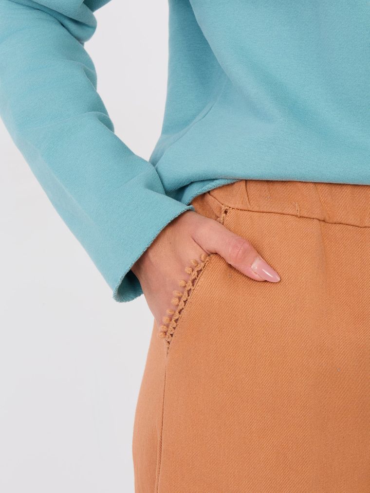 Spodnie jeansowe damskie, pomarańczowe, Italy Moda