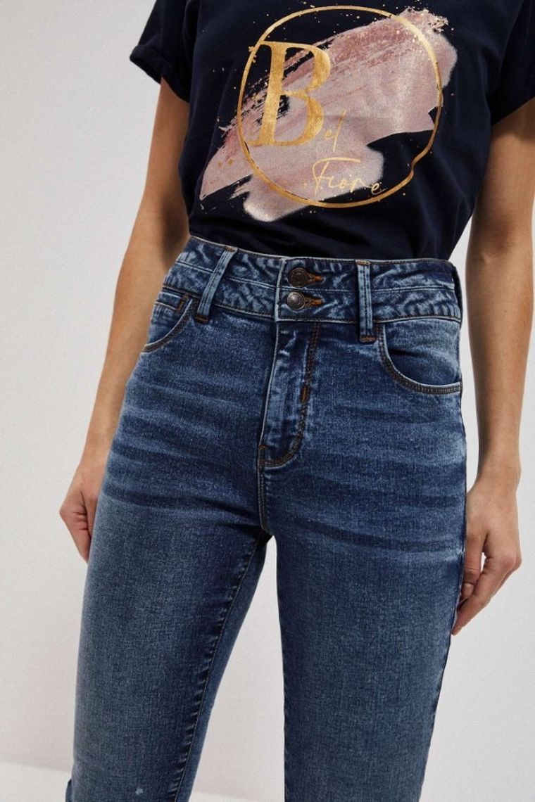 Spodnie jeansowe damskie, push up, granatowe, Moodo
