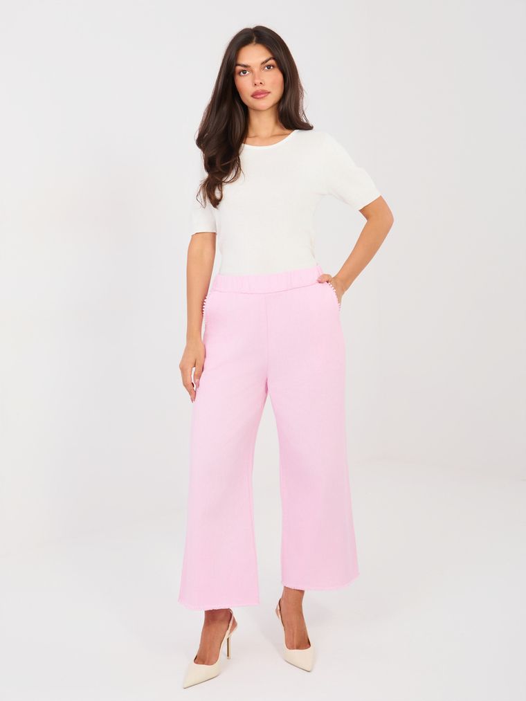 Spodnie jeansowe damskie, różowe, Italy Moda