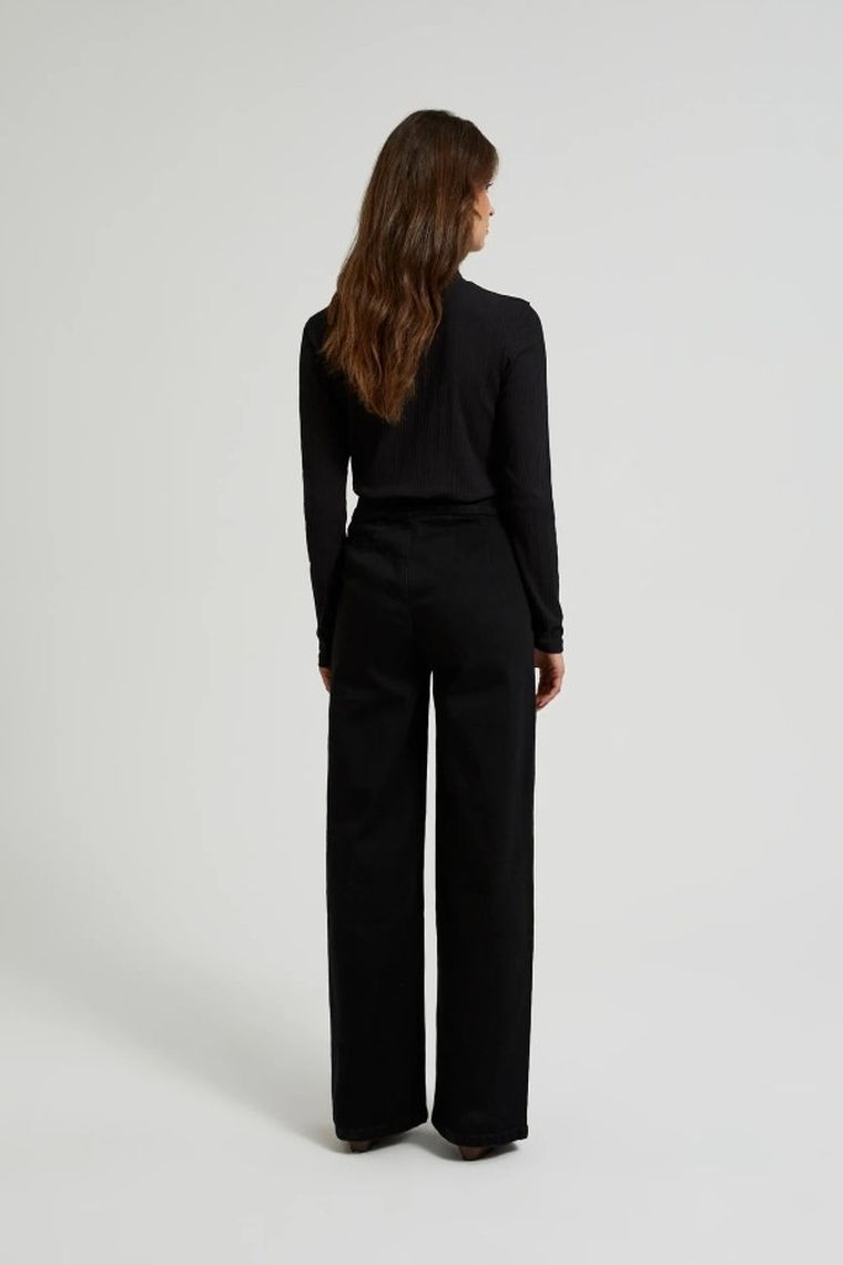 Spodnie jeansowe damskie, wide, czarne, Moodo