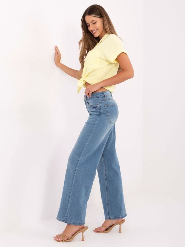 Spodnie jeansowe damskie, wide leg, niebieskie, Sublevel