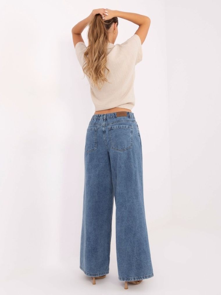 Spodnie jeansowe damskie, wide leg, niebieskie, Sublevel