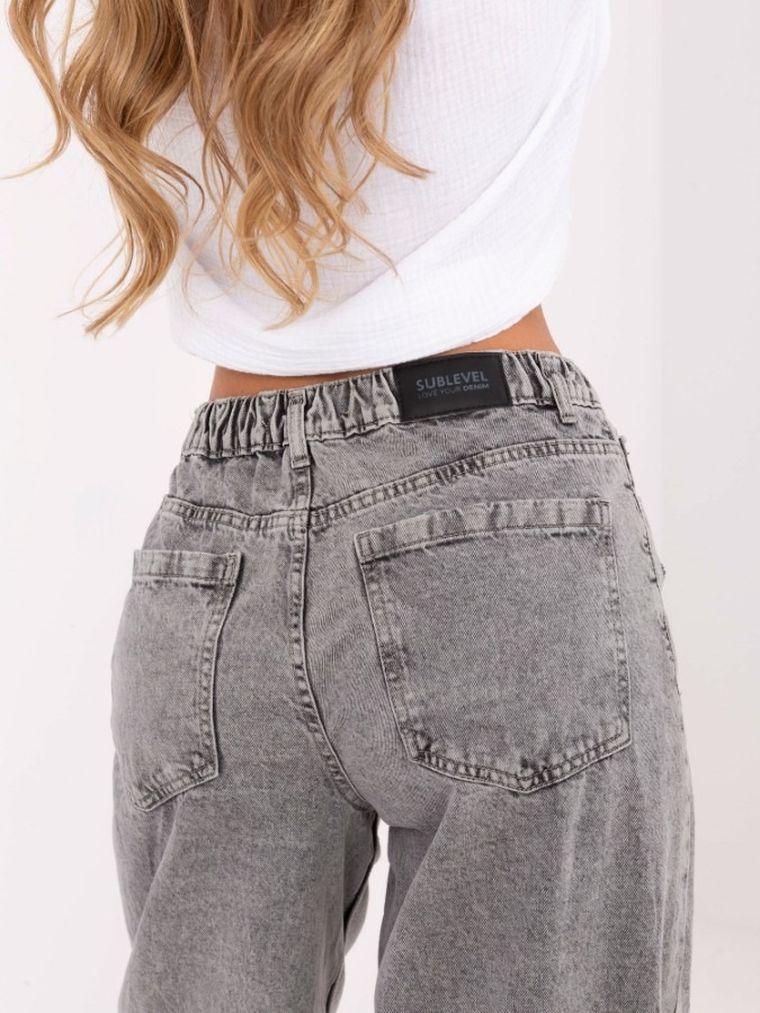 Spodnie jeansowe damskie, wide leg, szare, Sublevel