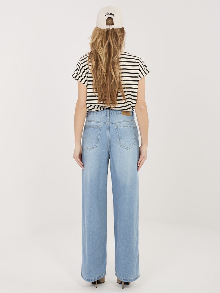 Spodnie jeansowe damskie, wide, niebieskie, Sublevel