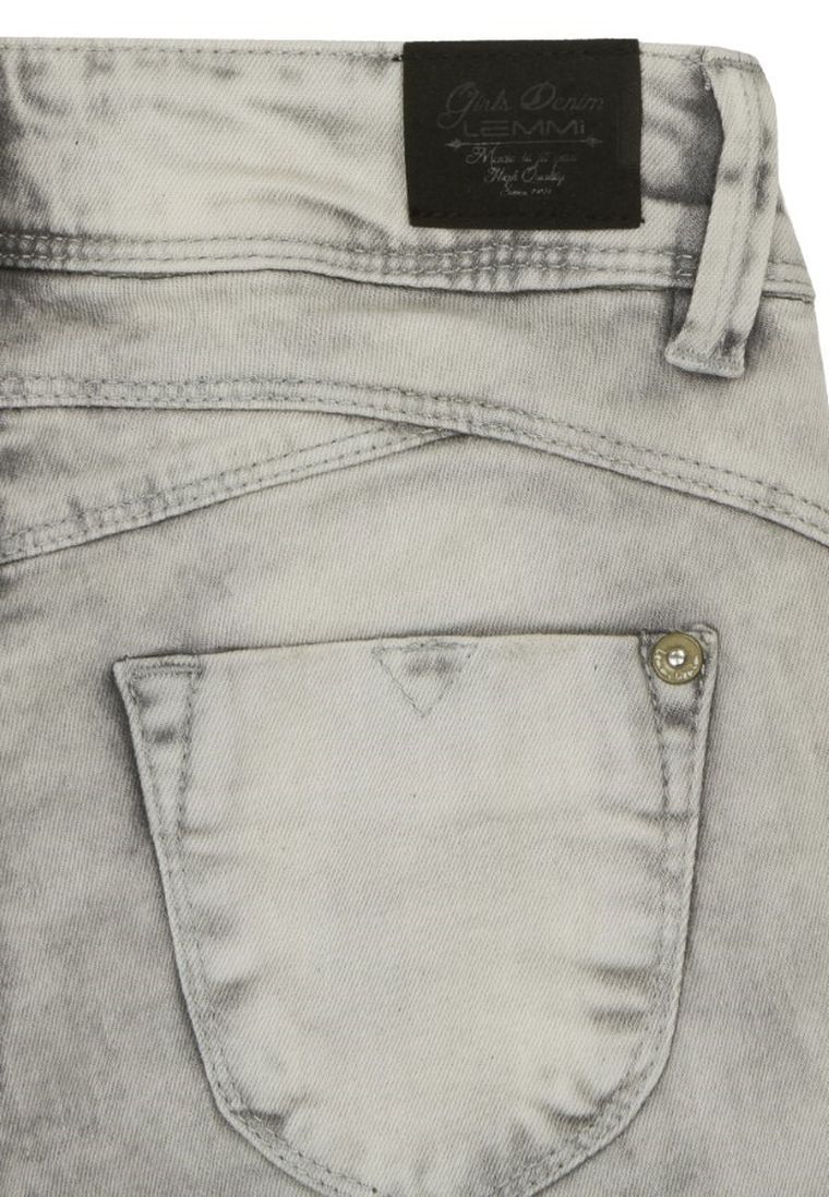 Spodnie jeansowe dziewczęce, skinny fit mid, szare, Lemmi