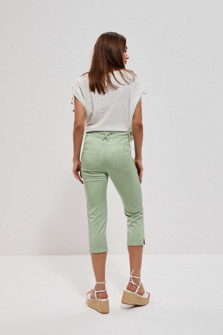 Spodnie materiałowe damskie 3/4, zielone, Moodo