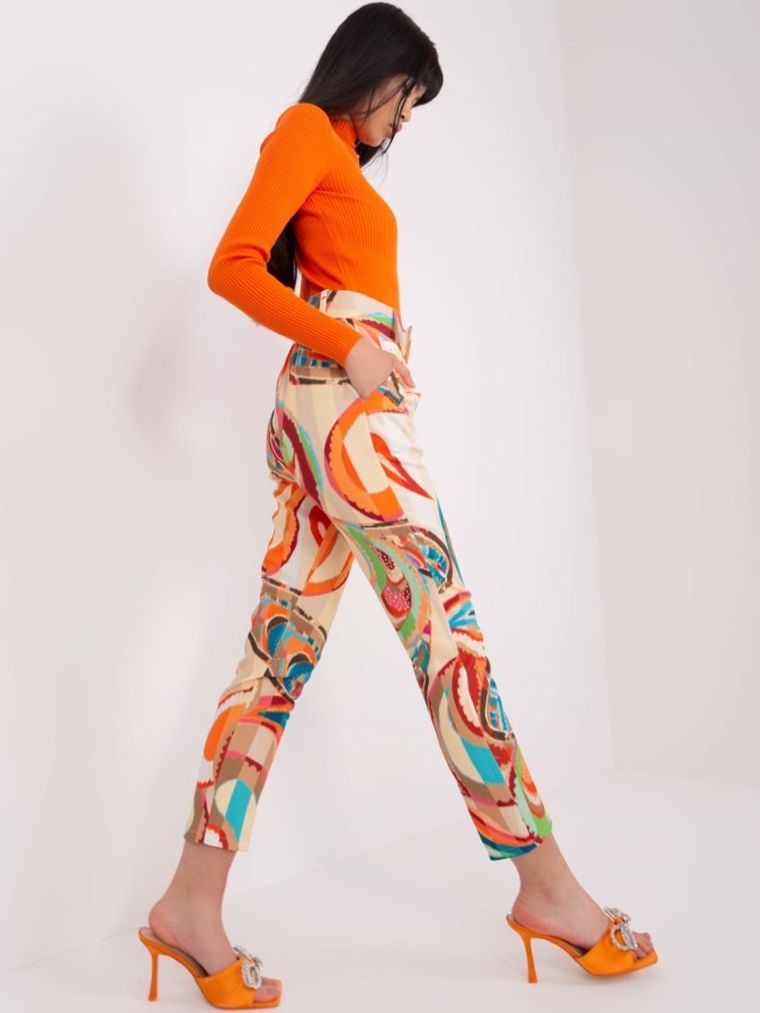 Spodnie materiałowe damskie, beżowe, Italy Moda