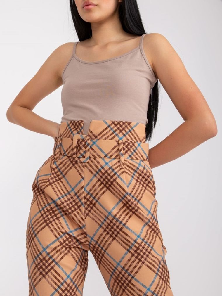 Spodnie materiałowe damskie, beżowe, Italy Moda