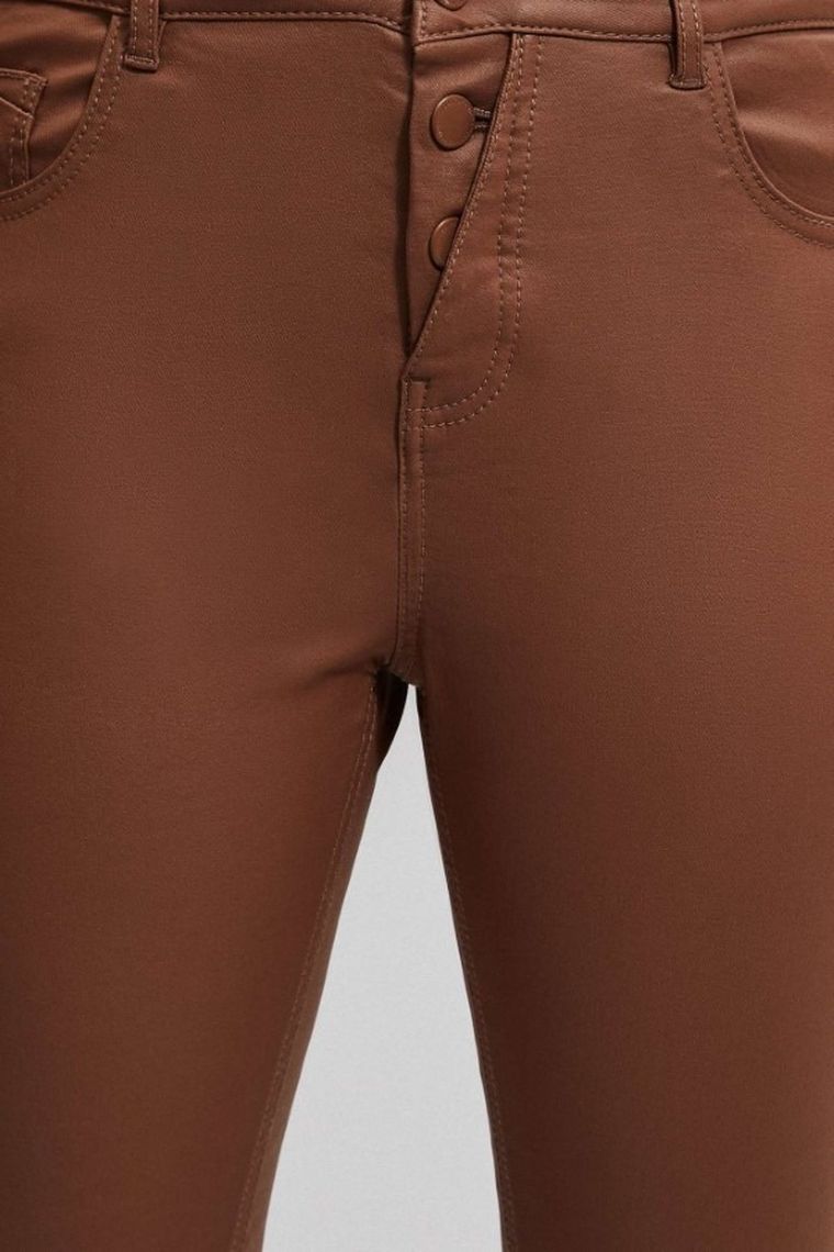 Spodnie materiałowe damskie, beżowe, Moodo