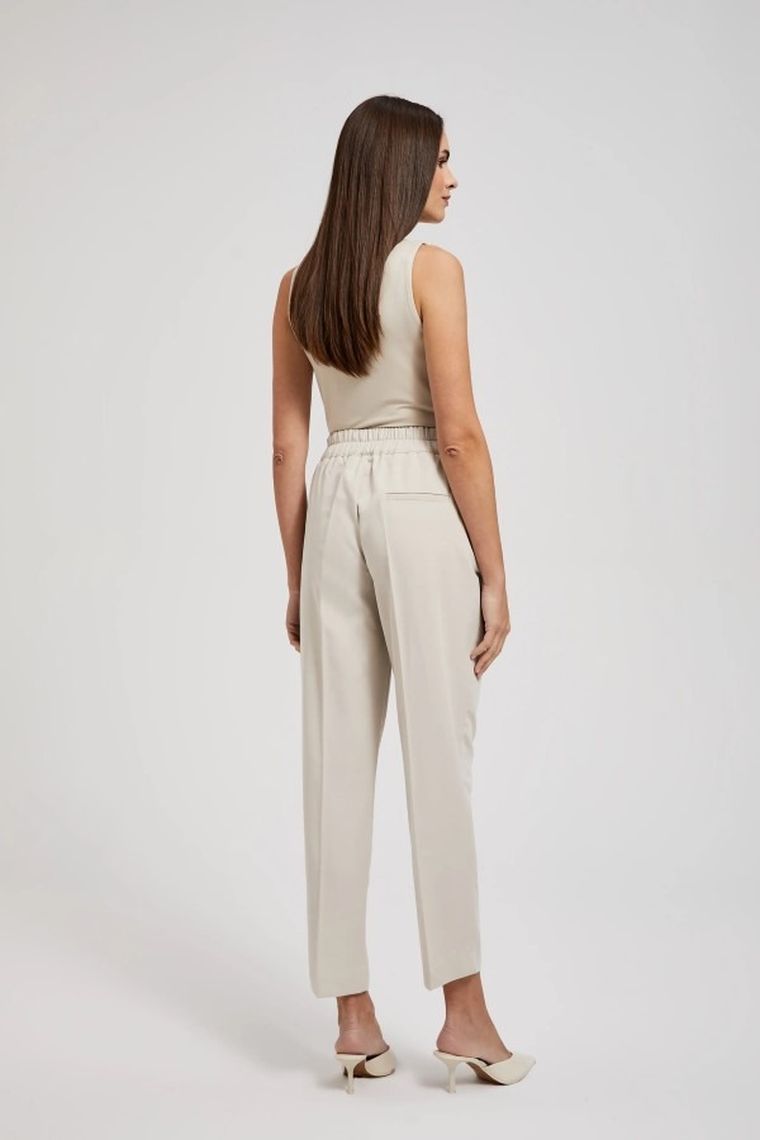 Spodnie materiałowe damskie, beżowe, Moodo