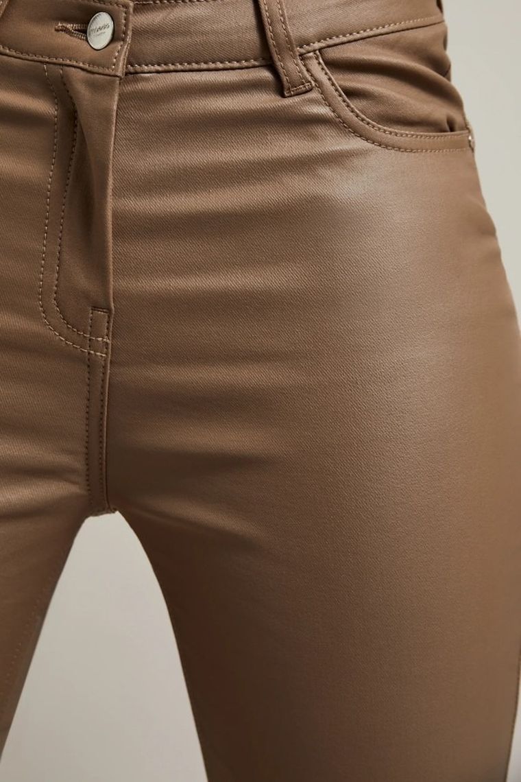 Spodnie materiałowe damskie, beżowe, Moodo