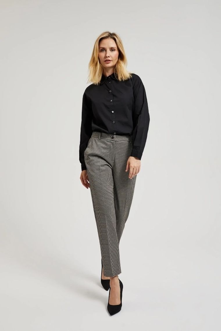 Spodnie materiałowe damskie, beżowe, Moodo