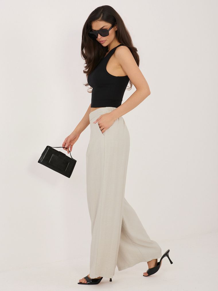 Spodnie materiałowe damskie, beżowe, Sublevel