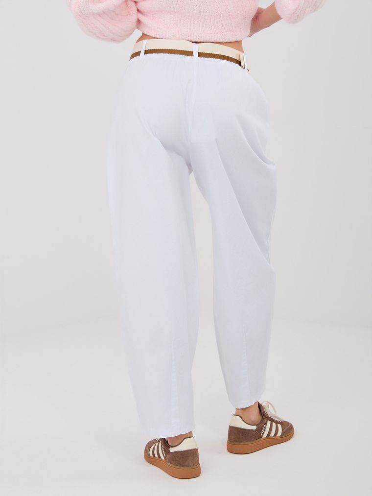 Spodnie materiałowe damskie, białe, Italy Moda